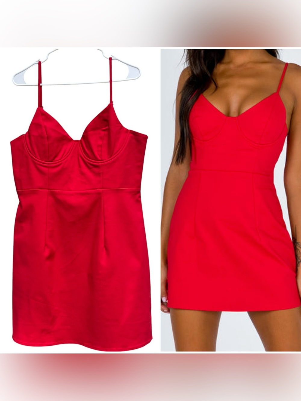 NWT Princess Polly Novella Bustier Top Red Mini Fitted Dress